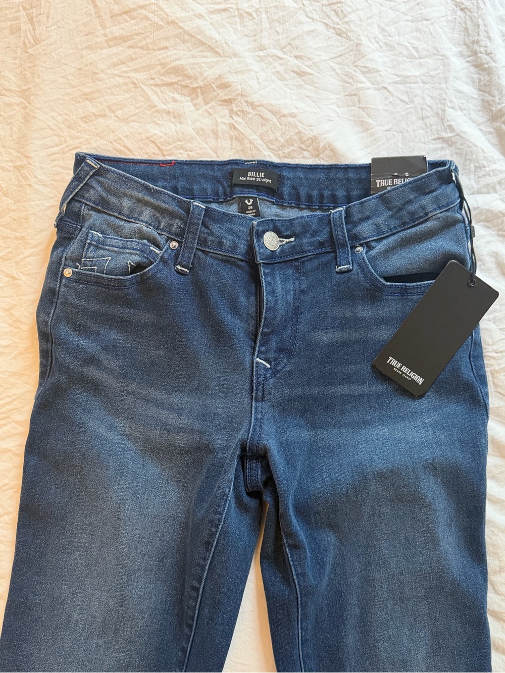 True Religion Billie Straight Jeans - Medium Barn Wash Blue
